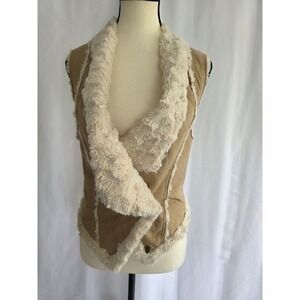Guess Los Angeles Faux Suede Sherpa Trim Vest Sleeveless‎ Jacket XS